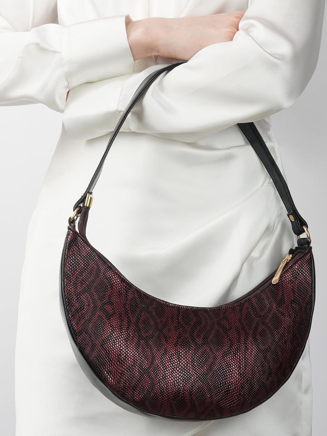 Emily Maroon Textured Shoulder Bag