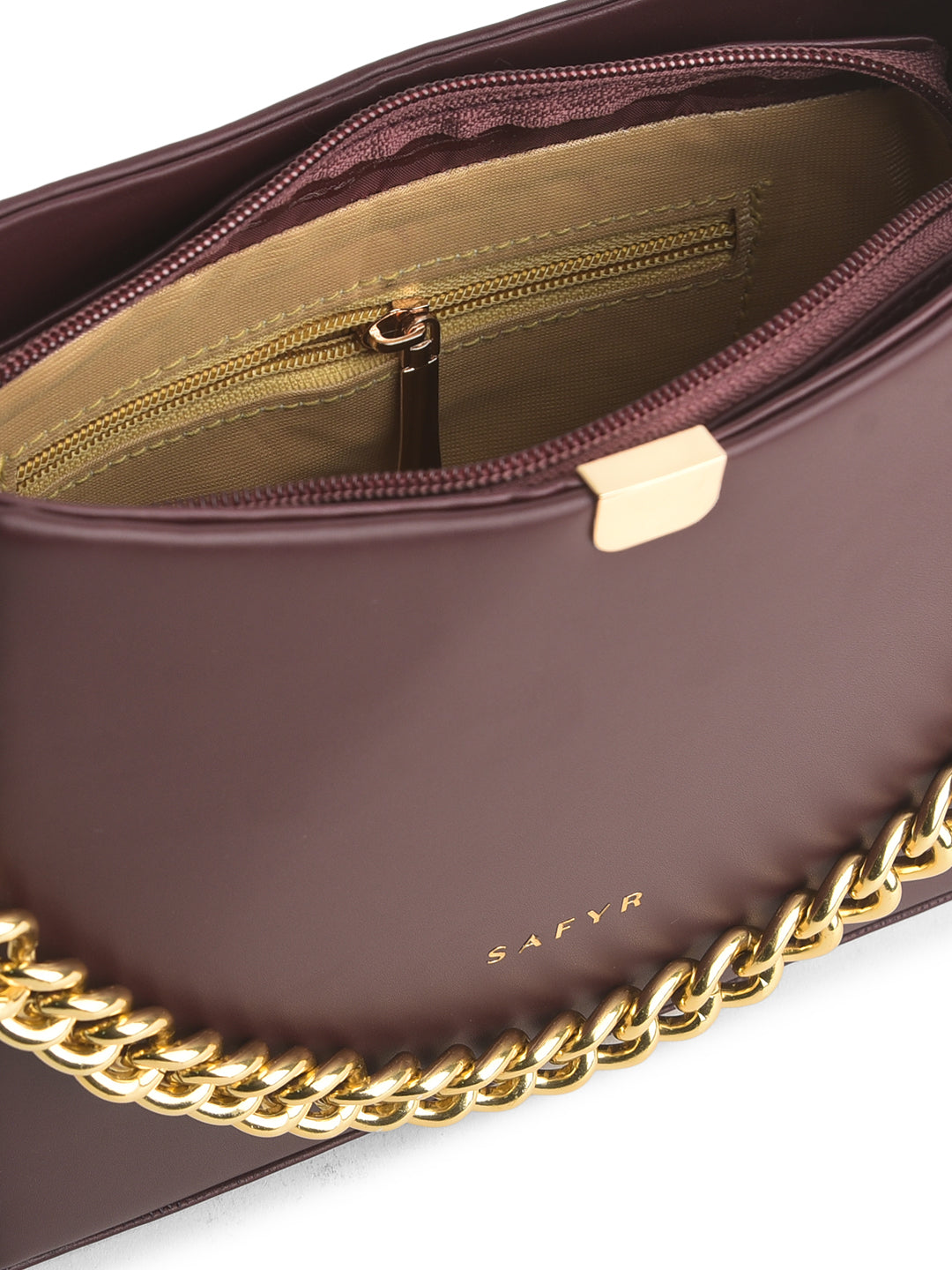 Stella Burgundy Women Handbag Inside Look